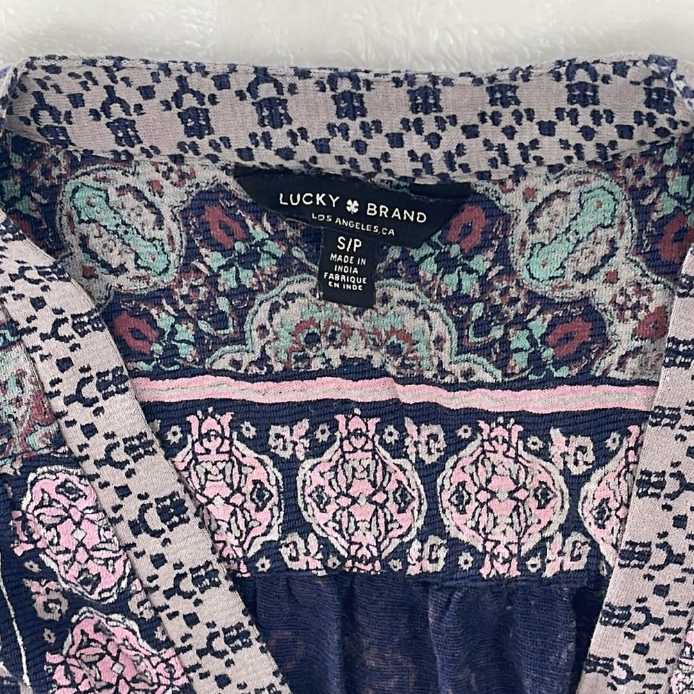 Lucky Brand Boho Short Sleeve Blouse Size Small - Picture 2 of 7